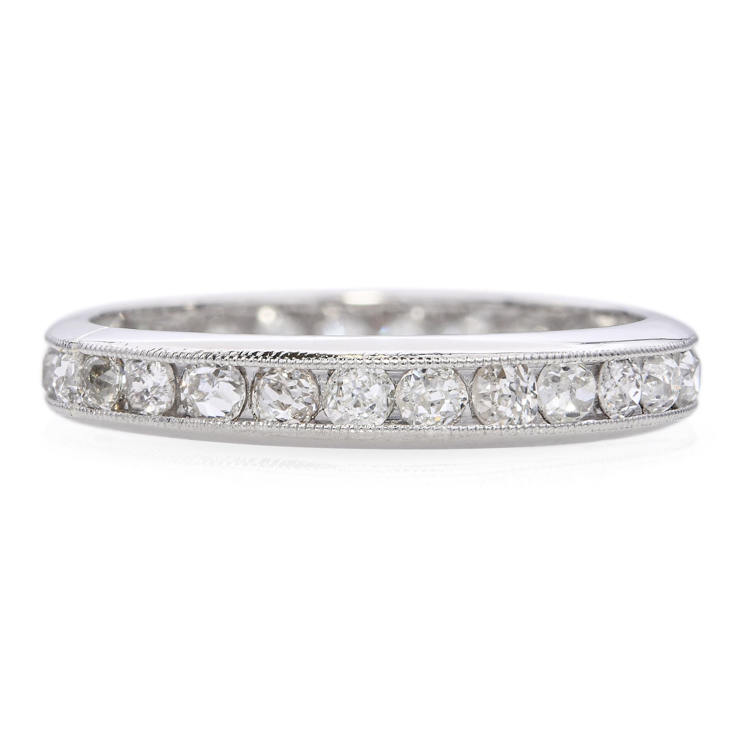 Antique Platinum 0.84tcw Old European Cut Diamond Eternity Band