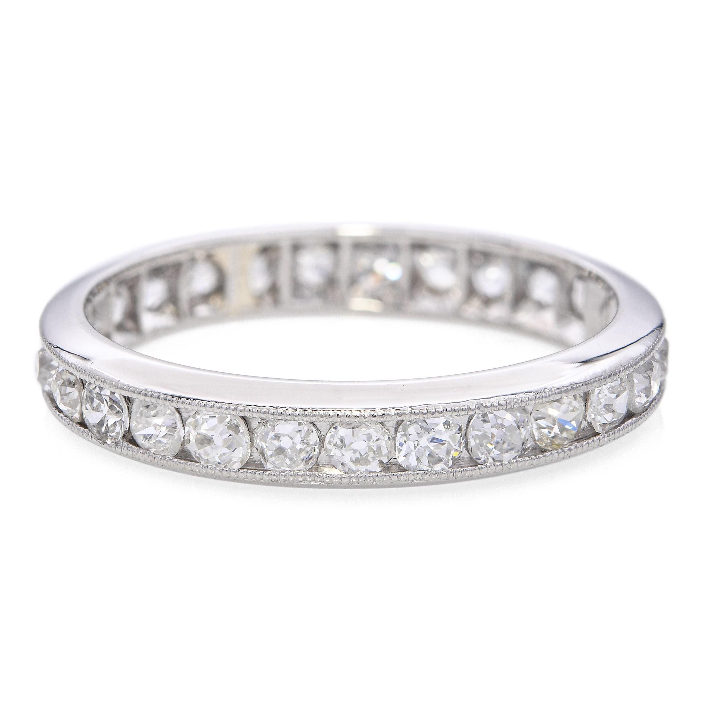 Antique Platinum 0.84tcw Old European Cut Diamond Eternity Band