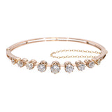Antique Victorian 14k Rose Gold 2.56ctw Old European Cut Diamond Cuff Bracelet