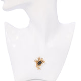 Vintage 14k Yellow Gold Teal Sapphire and Diamond Frog Brooch