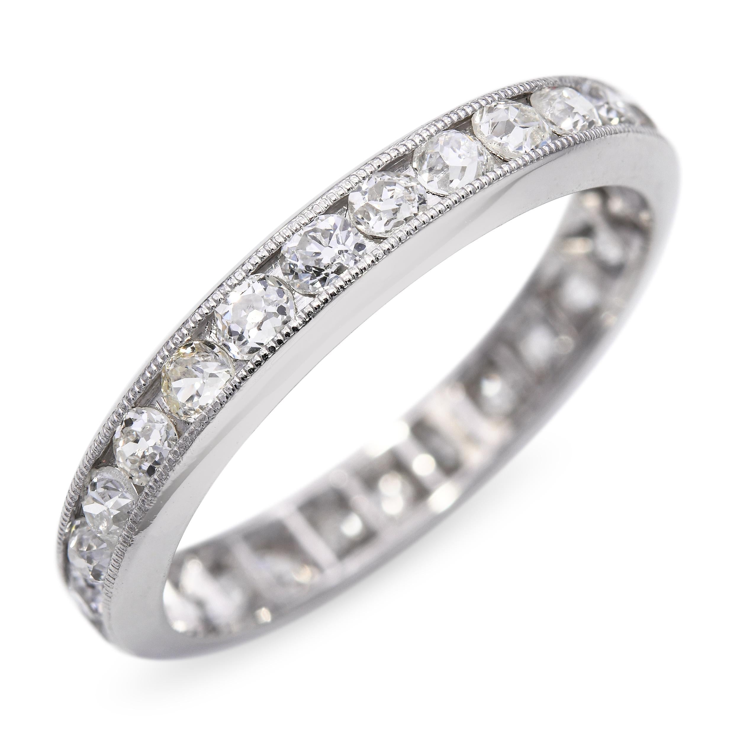 Antique Platinum 0.84tcw Old European Cut Diamond Eternity Band