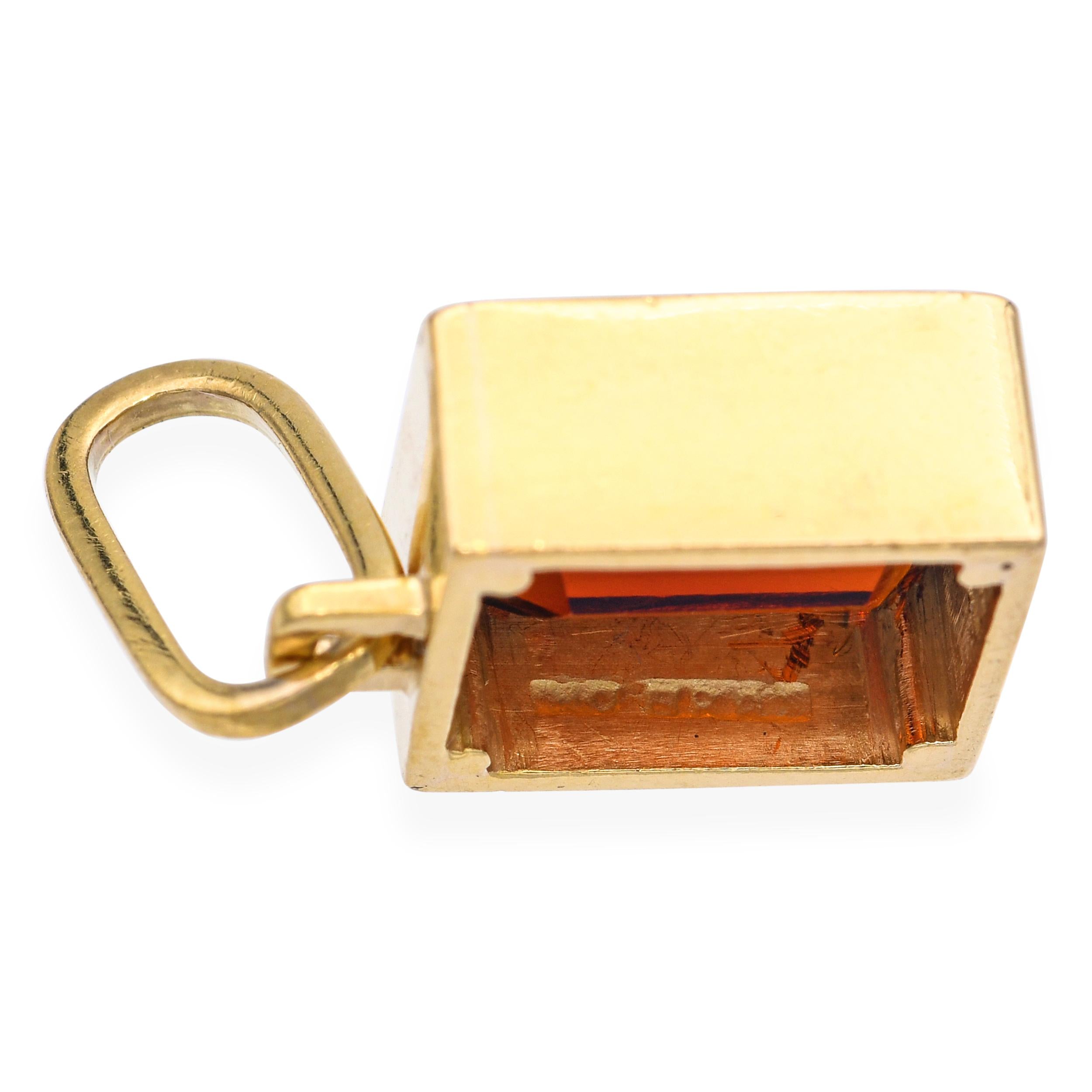 Vintage Burle Marx 18k Yellow Gold 4.70ct Citrine Pendant