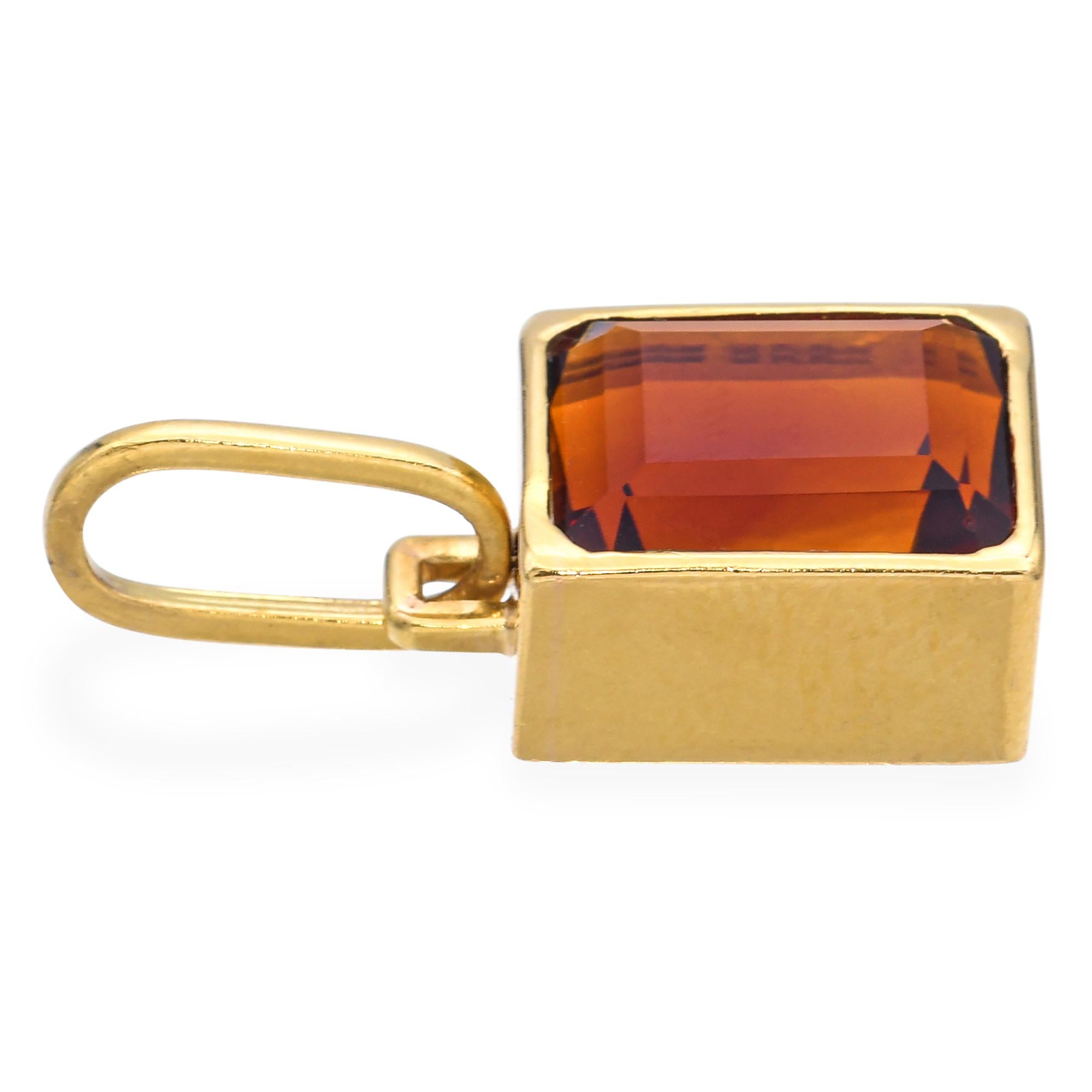 Vintage Burle Marx 18k Yellow Gold 4.70ct Citrine Pendant