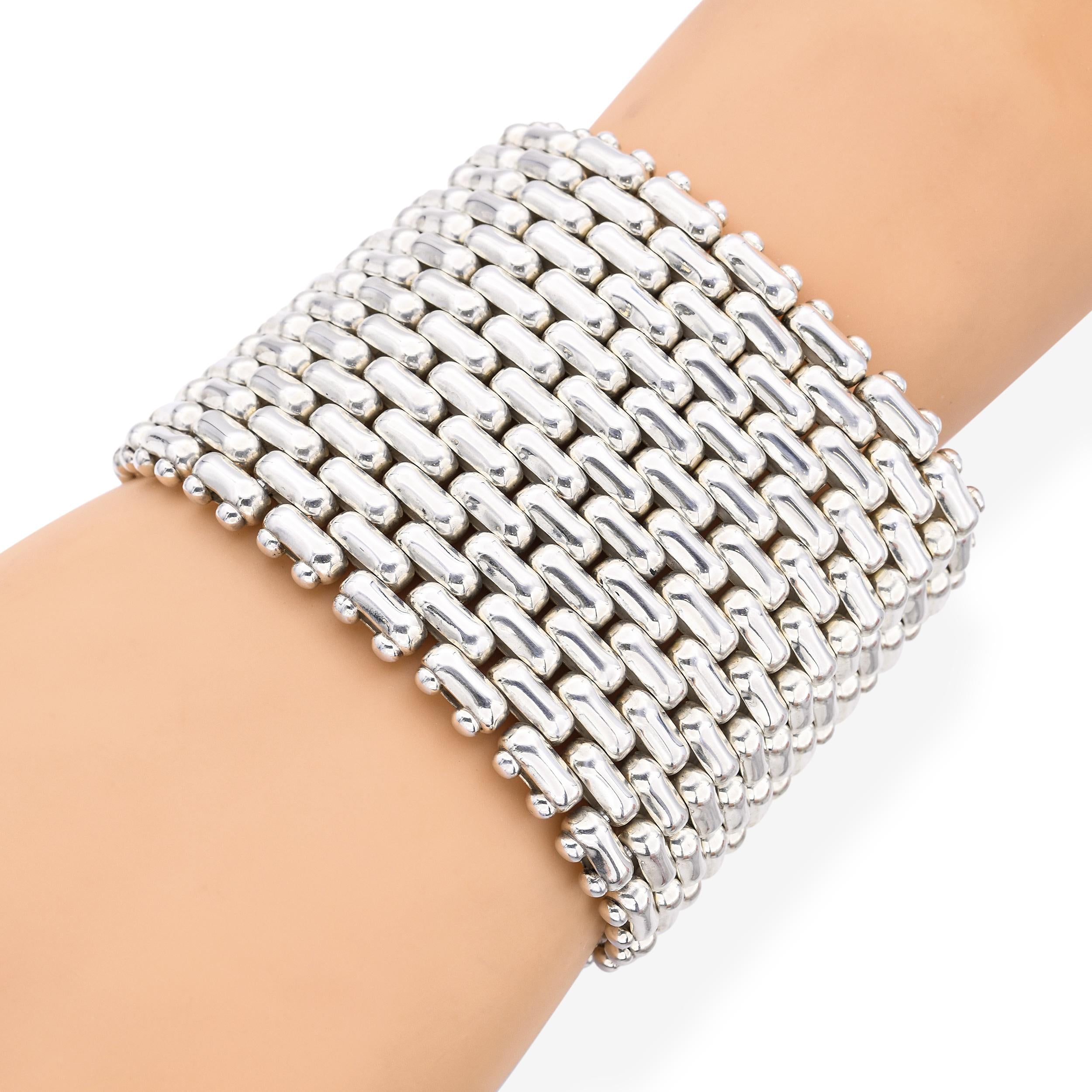 Vintage Tiffany & Co Italy Sterling Silver Wide Bracelet
