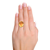 Vintage 18k White Gold Carved Citrine Intaglio Fillagree Ring