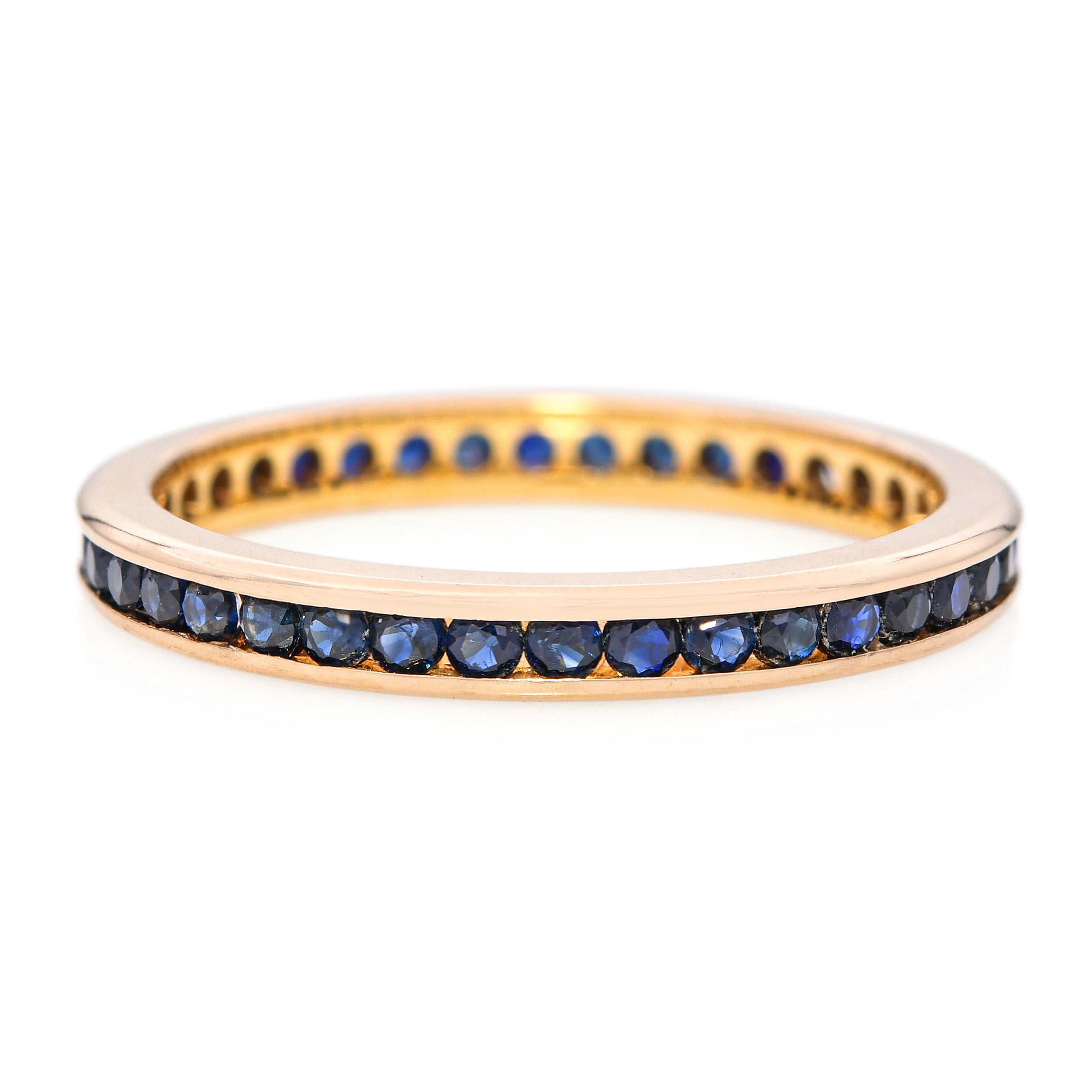 Vintage 18k Yellow Gold Channel Set Sapphire Eternity Band