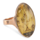 Antique Georgian 10k Yellow Gold Sepia Memorial Miniature Mourning Ring