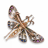 Antique Silver Topped Gold Butterfly Gem Set Ajour Cut Brooch