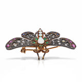 Antique Silver Topped Gold Butterfly Gem Set Ajour Cut Brooch