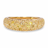 18k Yellow Gold Yellow Diamond Pave Half Dome Band Ring