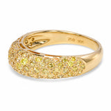 18k Yellow Gold Yellow Diamond Pave Half Dome Band Ring