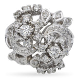 Vintage White Gold Diamond Floral Cluster Ring