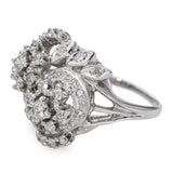 Vintage White Gold Diamond Floral Cluster Ring