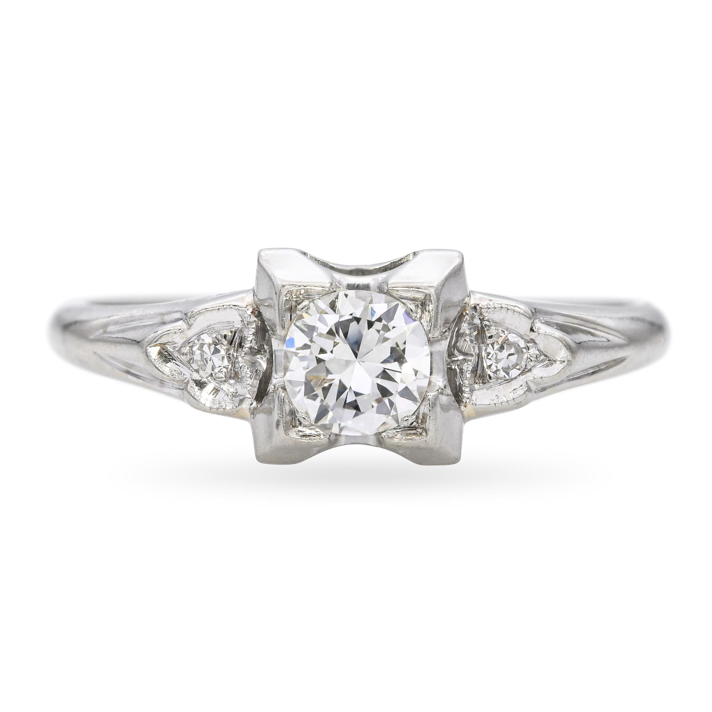 Vintage Coplay 18k White Gold 0.25tcw I Vs2 Diamond Engagement Ring