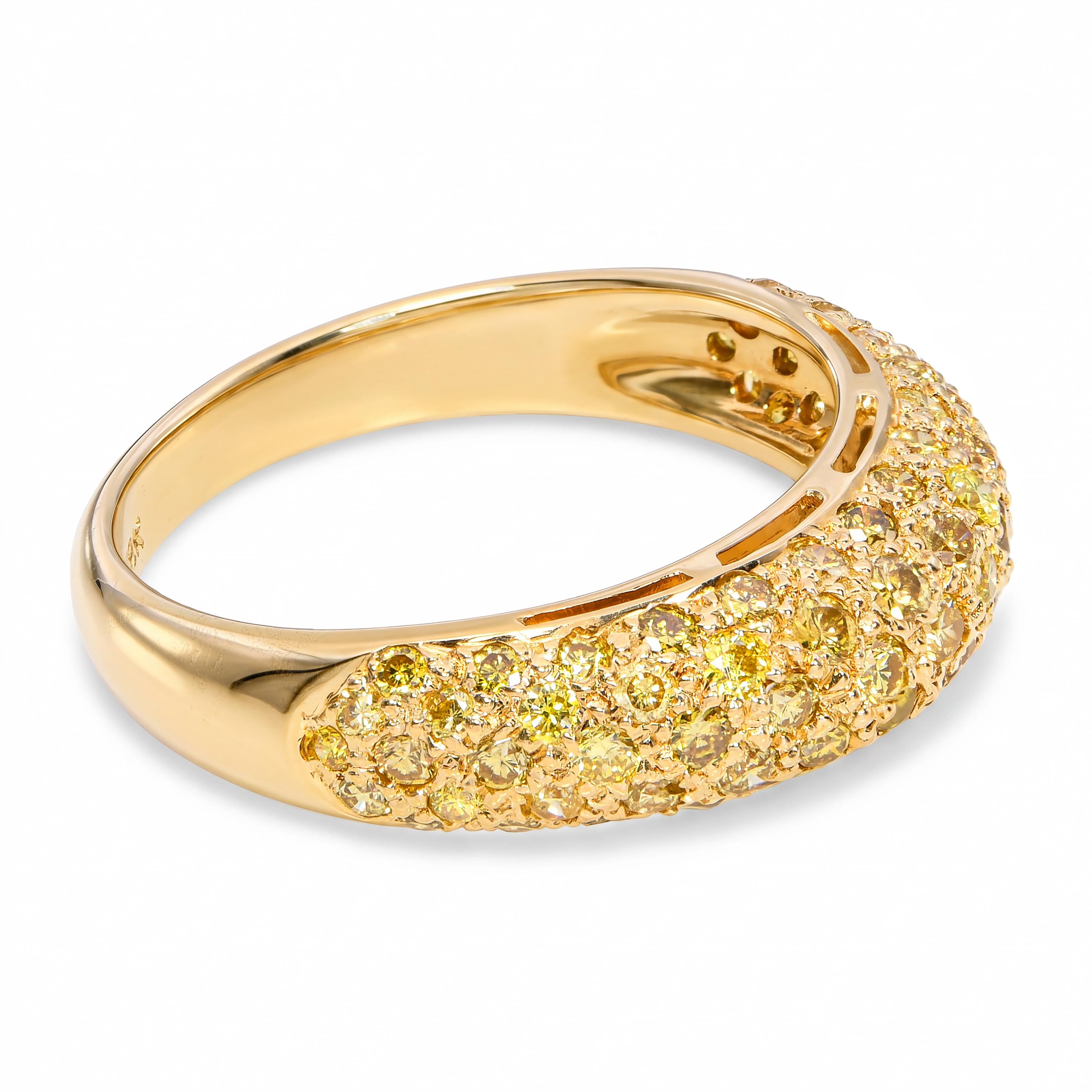 18k Yellow Gold Yellow Diamond Pave Half Dome Band Ring