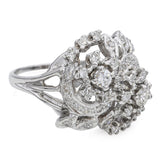 Vintage 14k White Gold 0.81tcw Diamond Floral Ring