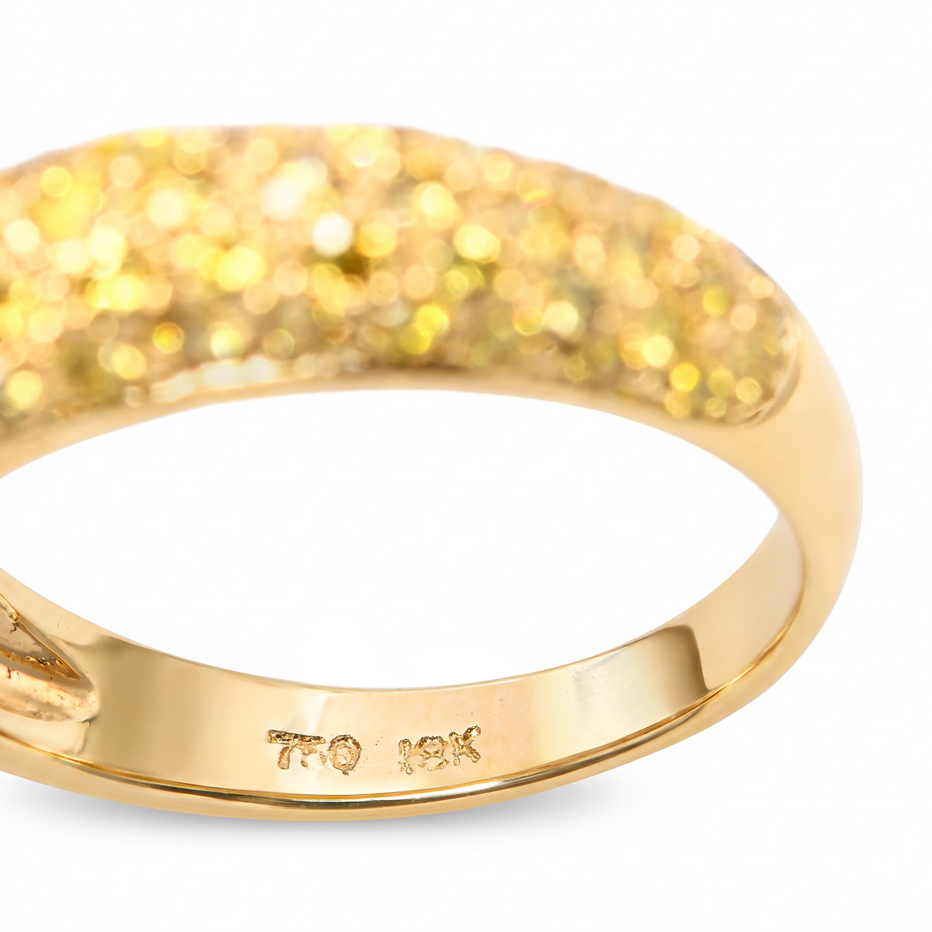 18k Yellow Gold Yellow Diamond Pave Half Dome Band Ring