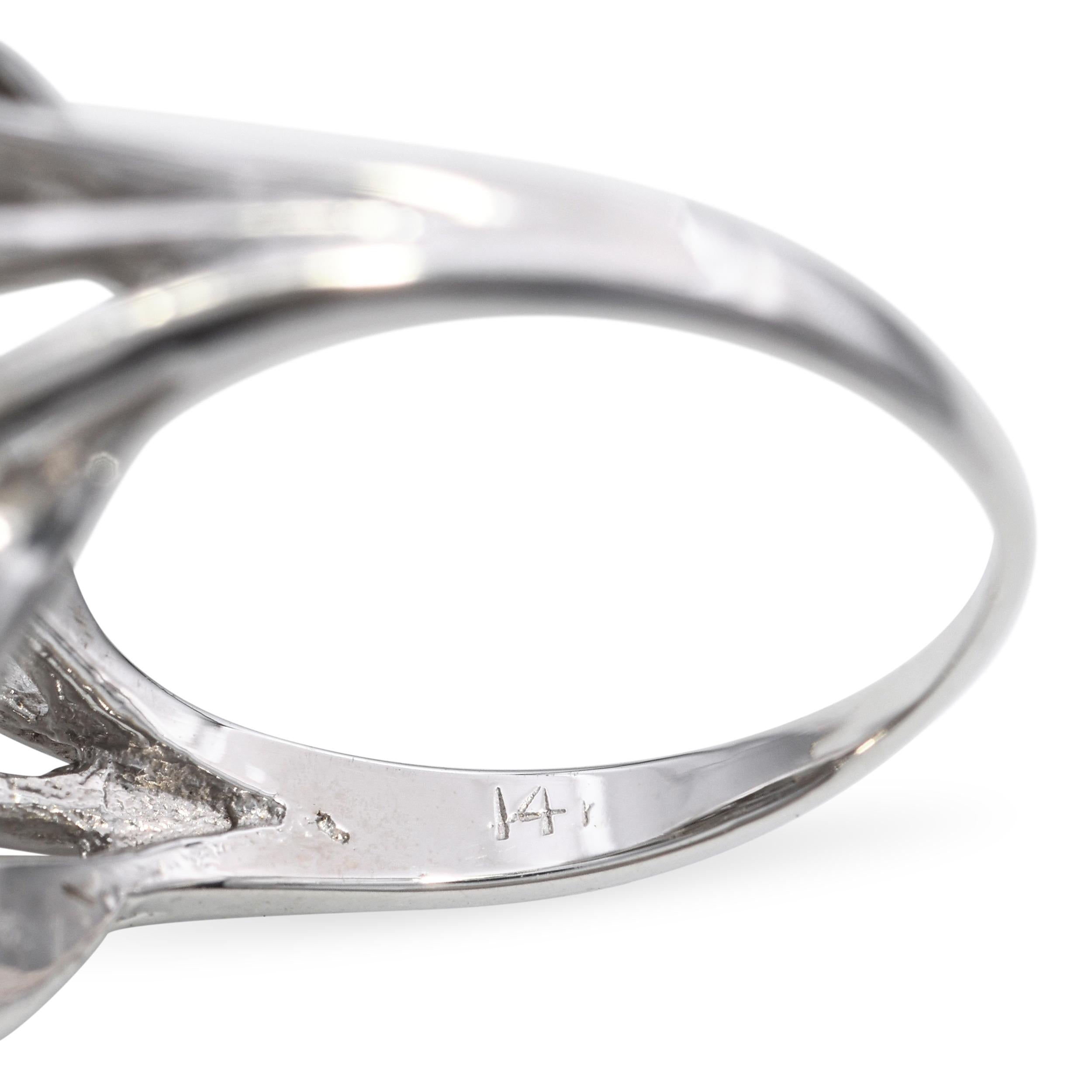 Vintage 14k White Gold 0.81tcw Diamond Floral Ring