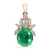 Vintage 18k Yellow Gold GIA 4.70ct Colombian Emerald and Diamond Pendant