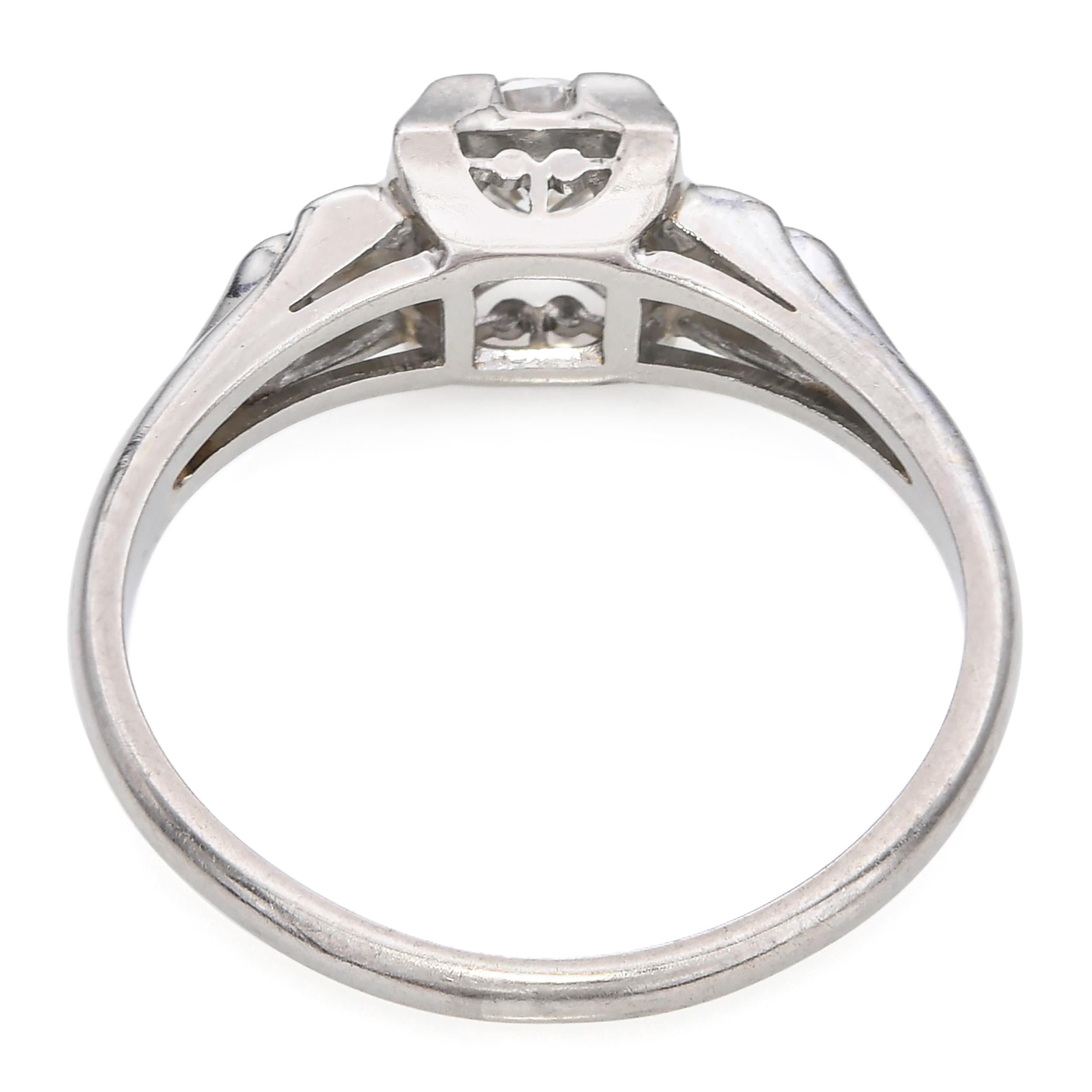 Vintage Coplay 18k White Gold 0.25tcw I Vs2 Diamond Engagement Ring