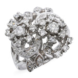 Vintage White Gold Diamond Floral Cluster Ring