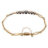 Victorian 14K Gold Blue Sapphire and Pearl Navette Link Bracelet