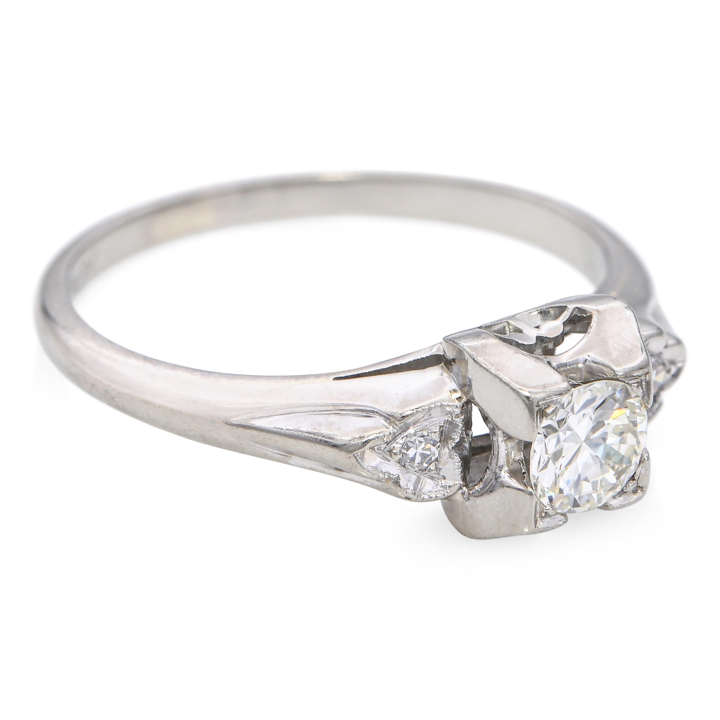 Vintage Coplay 18k White Gold 0.25tcw I Vs2 Diamond Engagement Ring
