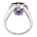 Vintage F & F Felger Platinum Amethyst Heart and Diamond Offset Ring