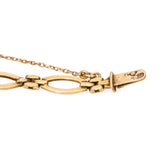 Victorian 14K Gold Blue Sapphire and Pearl Navette Link Bracelet