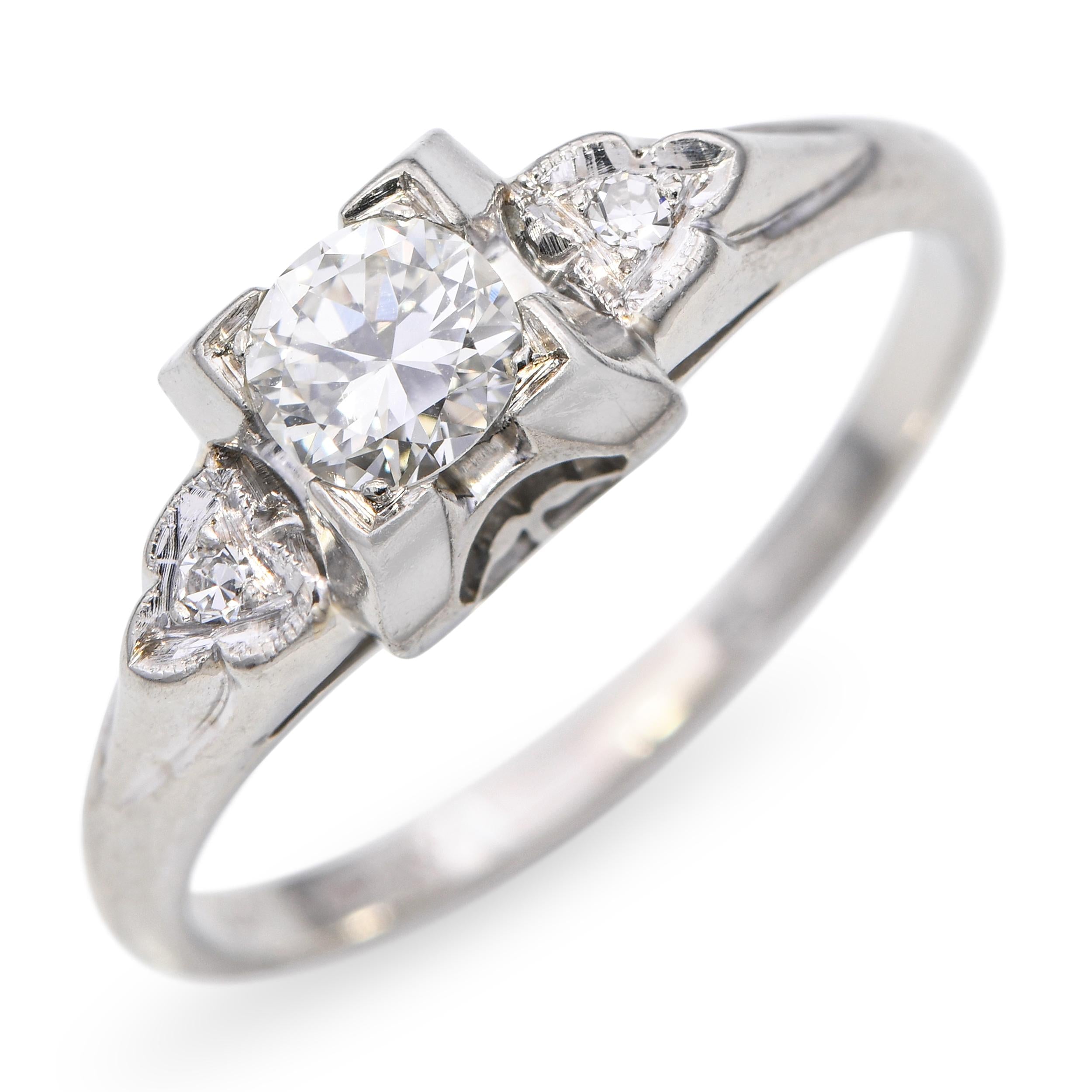 Vintage Coplay 18k White Gold 0.25tcw I Vs2 Diamond Engagement Ring