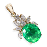 Vintage 18k Yellow Gold GIA 4.70ct Colombian Emerald and Diamond Pendant