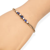 Victorian 14K Gold Blue Sapphire and Pearl Navette Link Bracelet
