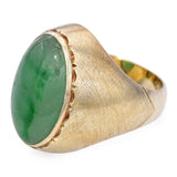 Vintage 14k Yellow Gold Green Jadeite Jade Men's Ring