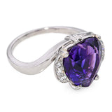 Vintage F & F Felger Platinum Amethyst Heart and Diamond Offset Ring