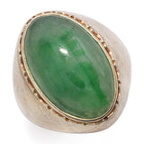 Vintage 14k Yellow Gold Green Jadeite Jade Men's Ring