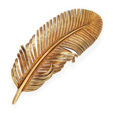 Vintage Tiffany & Co 14k Yellow Gold Feather Brooch