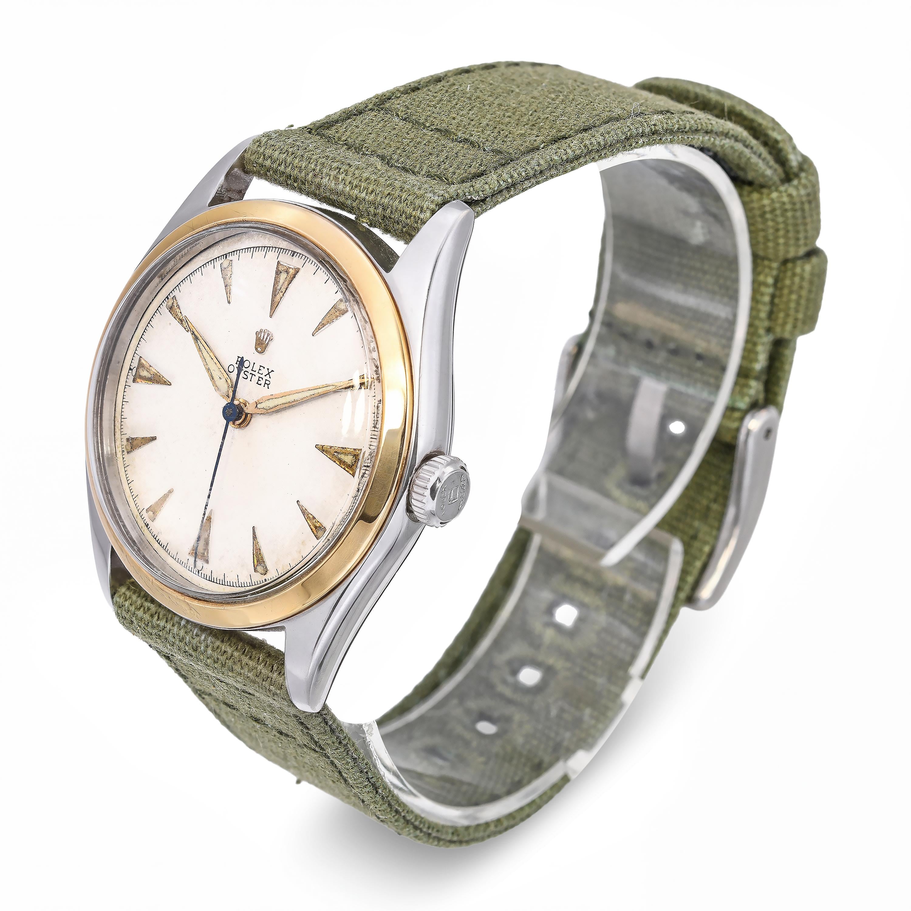 Vintage Two Tone 1948 Rolex Oyster Handwind Watch Ref 5058