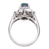 Vintage Platinum 1.15ct B4 Black Crystal Opal and Diamond Statement Ring