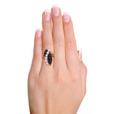 Vintage 14k Yellow Gold Pearl and Black Coral Ring