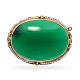 Antique Yellow Gold Chrysoprase and Seed Pearl Brooch