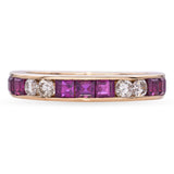 14k Yellow Gold Ruby and Diamond Channel Set Band