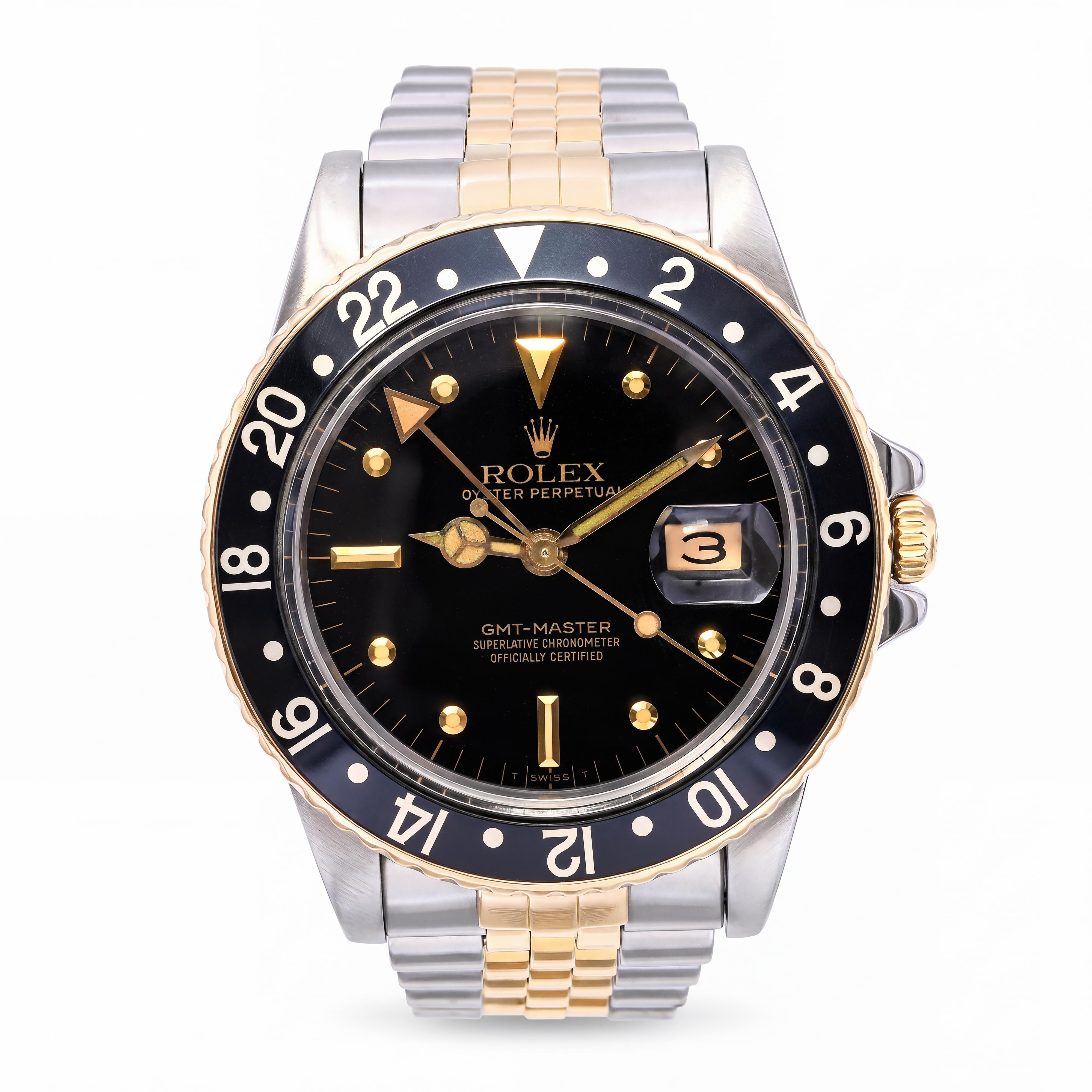 Rolex GMT-Master Two Tone 18K Yellow Gold Steel Jubilee Watch Ref. 16753