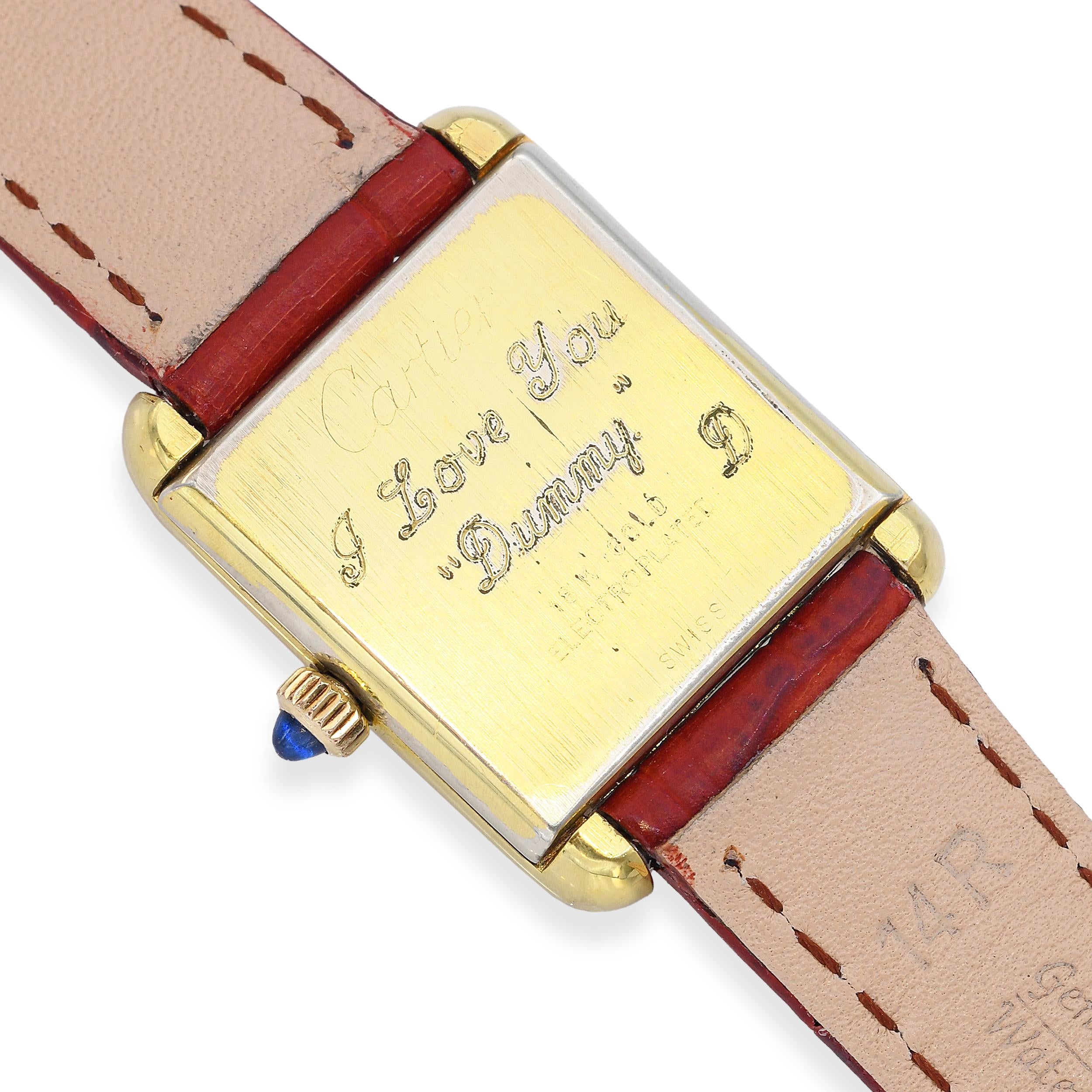 Vintage Cartier 18k Yellow Gold Electroplated Tank Manual Wind Watch