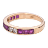 14k Yellow Gold Ruby and Diamond Channel Set Band