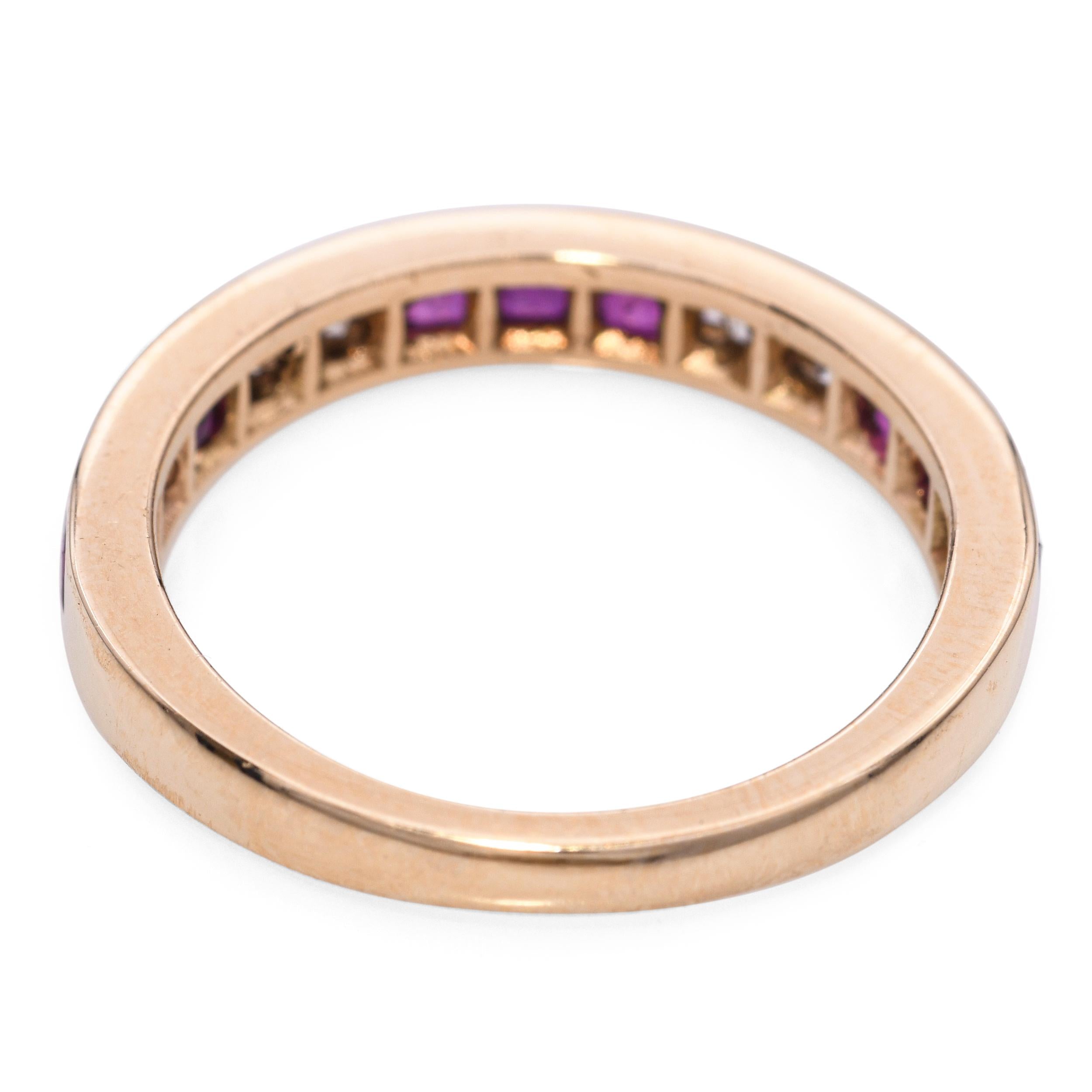 14k Yellow Gold Ruby and Diamond Channel Set Band