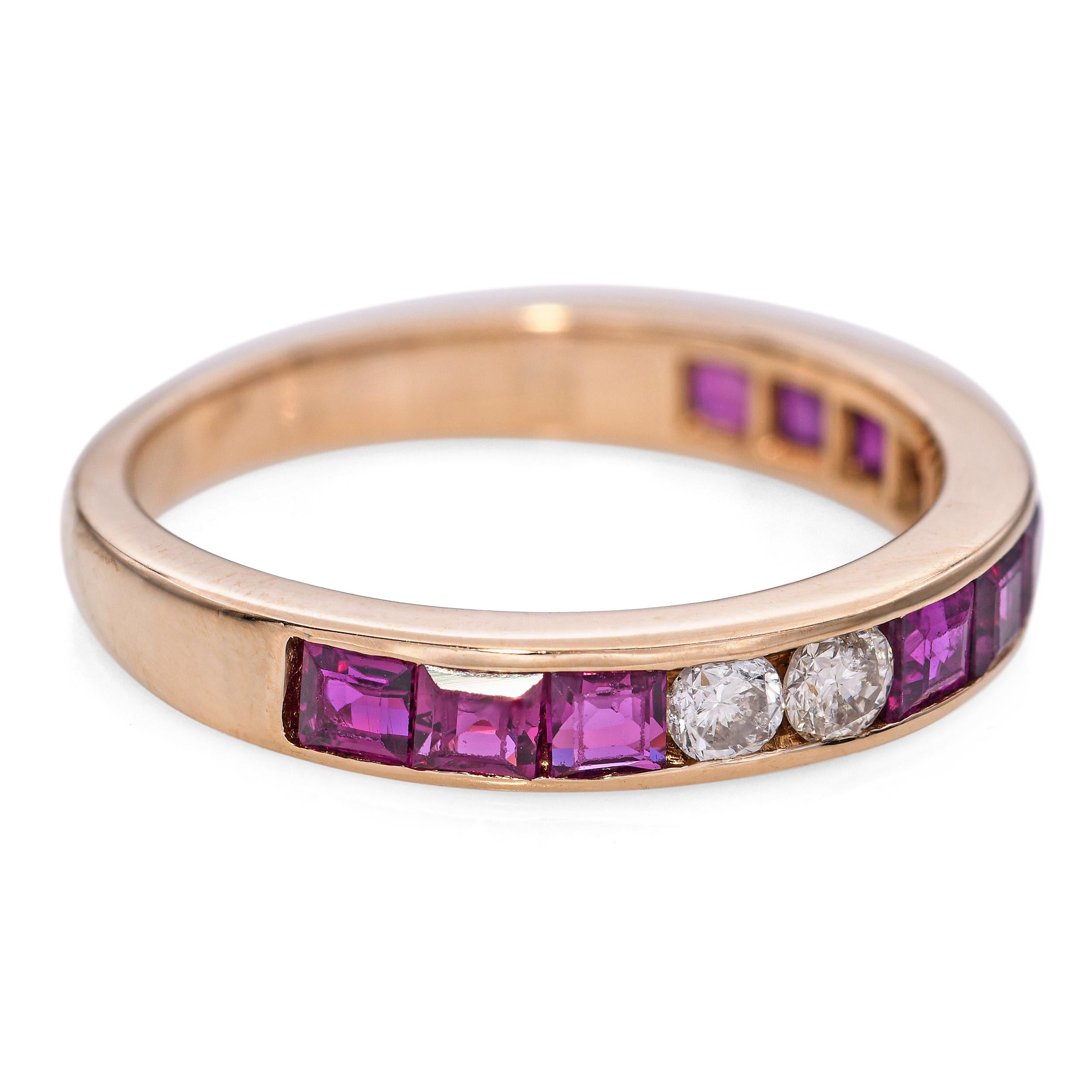 14k Yellow Gold Ruby and Diamond Channel Set Band