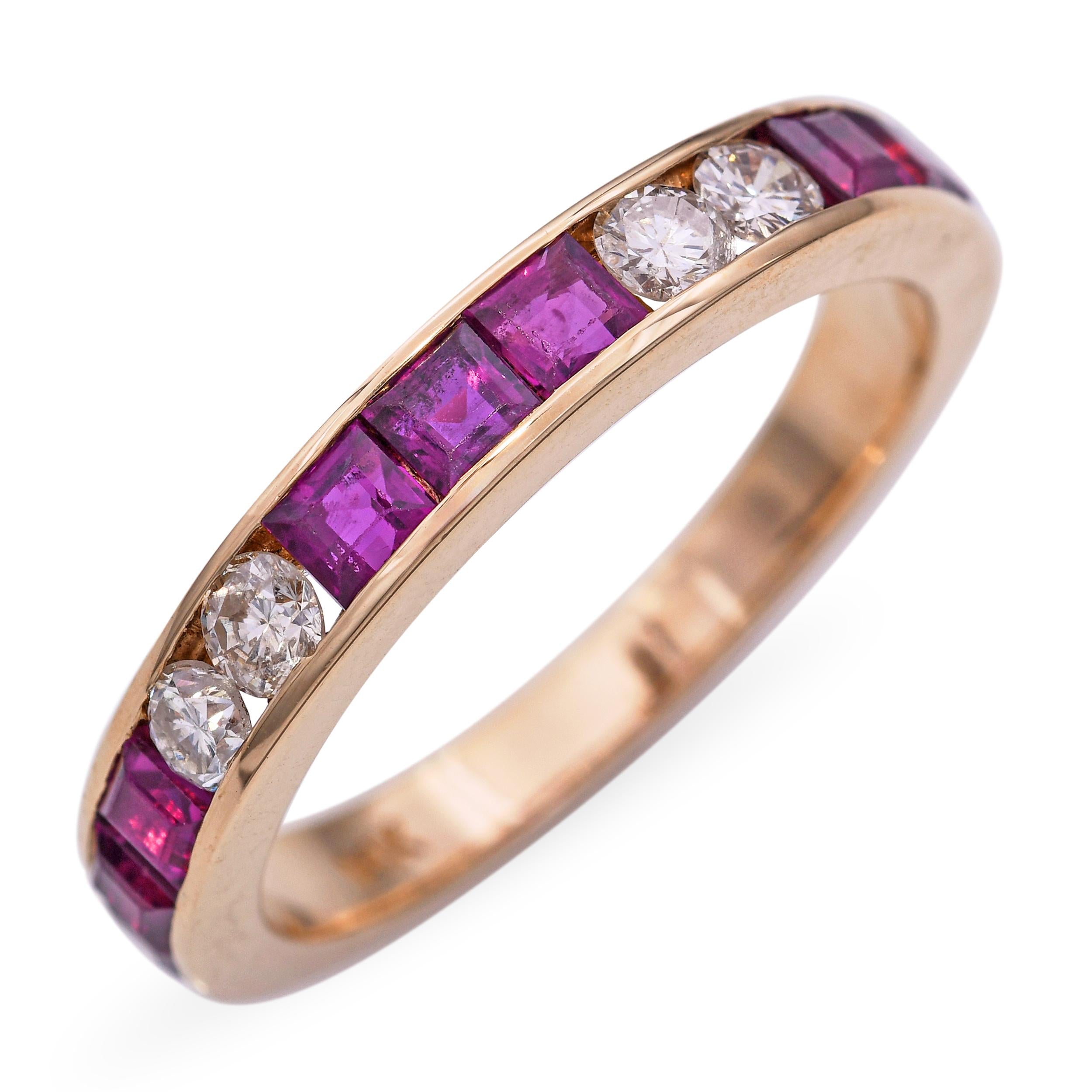 14k Yellow Gold Ruby and Diamond Channel Set Band