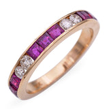 14k Yellow Gold Ruby and Diamond Channel Set Band