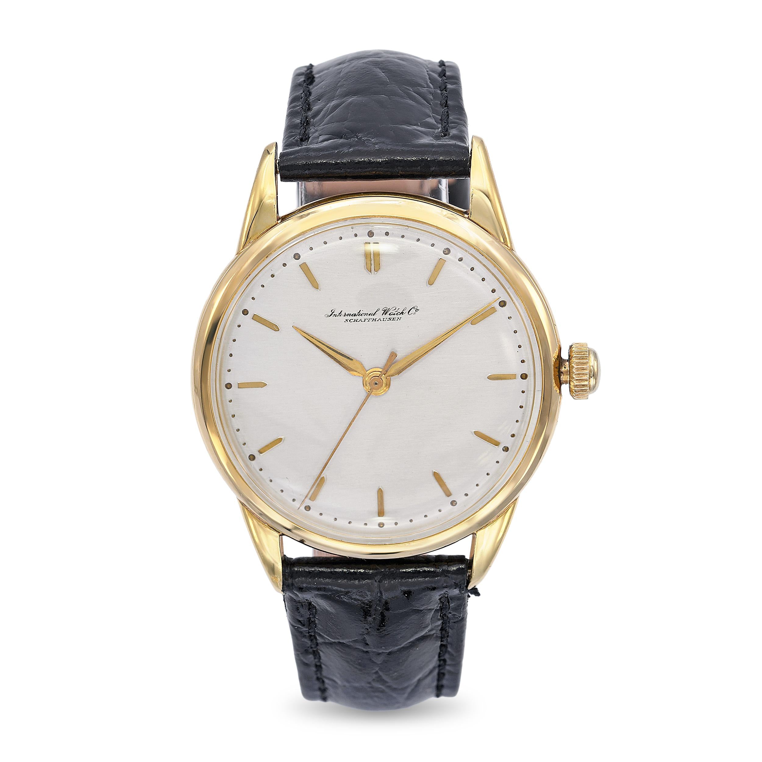Vintage 1950s IWC Schaffhausen 18k Yellow Gold Manual Wind Dress Watch