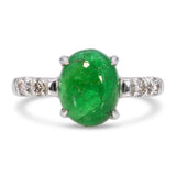 Vintage 14k White Gold 2.36ct Emerald and Diamond Ring